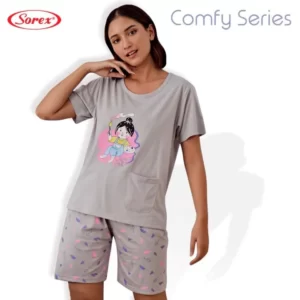 Sorex Baju Tidur Comfy Series 1 Set Atasan + Celana Pendek Katun Adem Piyama Freesize BT AA 129