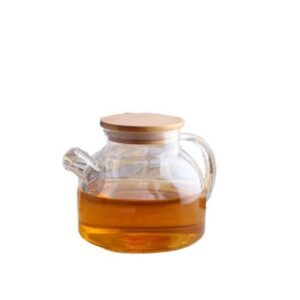UCHII Exclusive Glass Tea Pot Pitcher Bamboo Lid Teko Teh Kaca